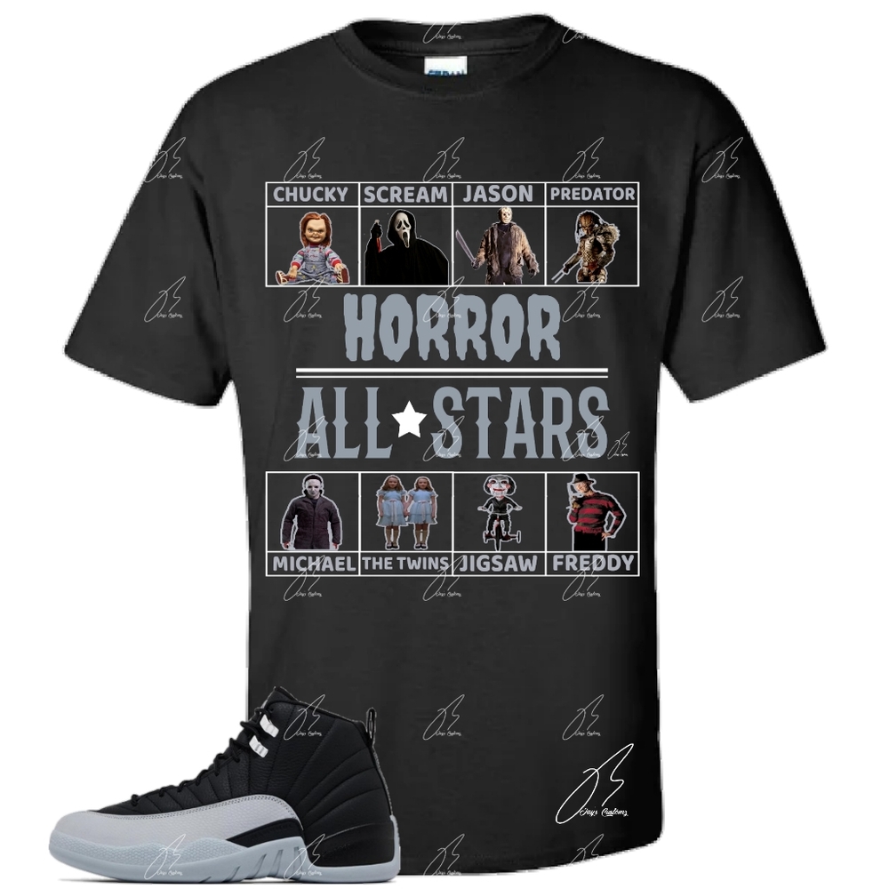 Jordan 12 Barons/Wolf Grey Matching Shirt,Horror Movie Unisex Graphic Tee,Mens